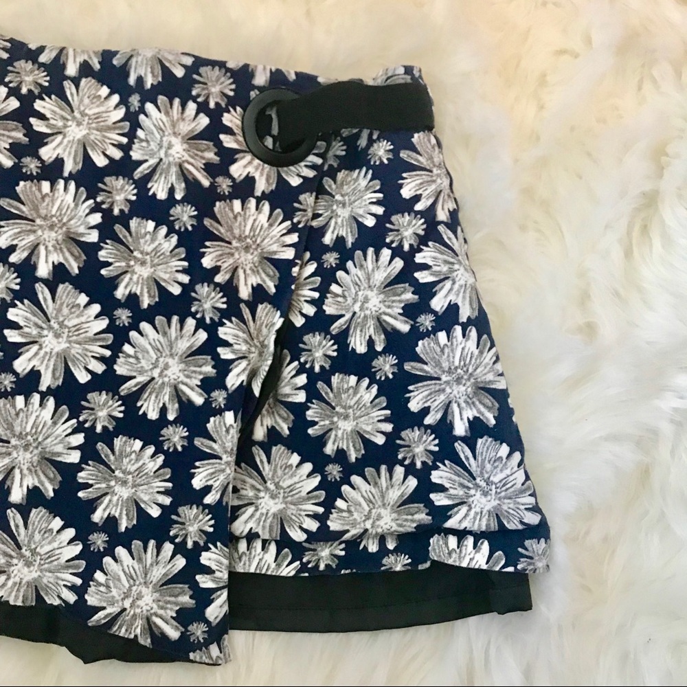 Navy Floral Mini Skirt